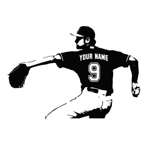 Personalized Custom Baseball Pitcher Wall Decal - Choose Your Name & Numbers Custom Player Jerseys Vinyl Decal Sticker Decor