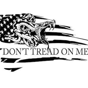 Don&#39;t Tread On Me Rattle Snake Distressed Flag Window Decal or Wall Vinyl Decor Sticker