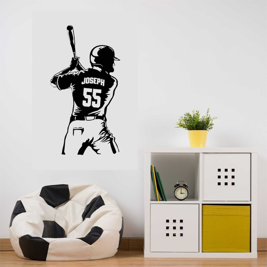 Personalized Custom Left Handed Baseball Player Wall Decal Etsy