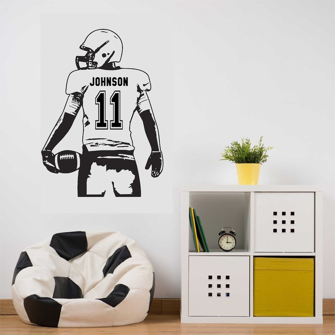 Personalized Custom Football Wall Decal Choose Your Name & Numbers