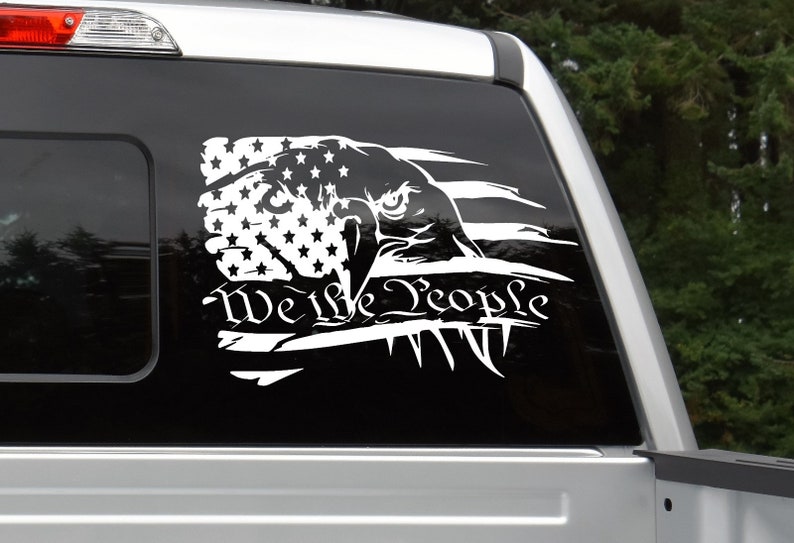 Distressed American Flag Bald Eagle Patriotic USA Window - Etsy