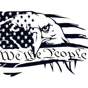 Distressed American Flag- Bald Eagle- Patriotic USA Window Vinyl Window Decal Sticker