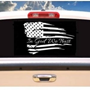 Distressed American Flag in God We Trust Decal Truck Window - Etsy