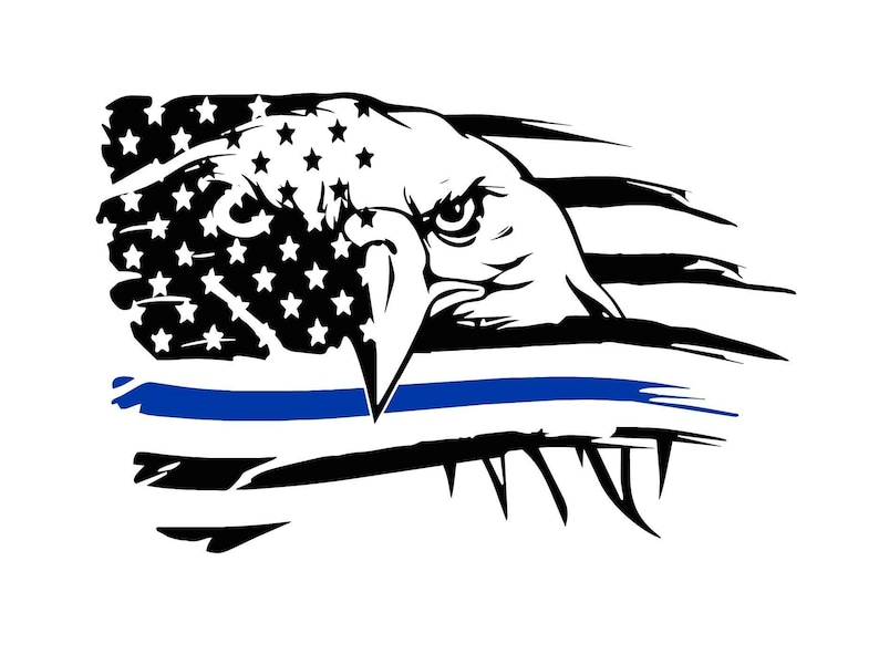 Distressed American Flag Bald Eagle Blue Line Police - Etsy