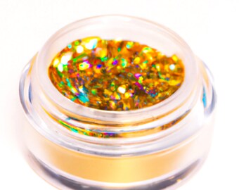 Gold Chunky Mix Halcyon Glitter/Beautiful Golden Colors with Rainbow Effects/ Party Glitter/Safe for Kids/Crafts/Nails/Body Art/ UV Glitter