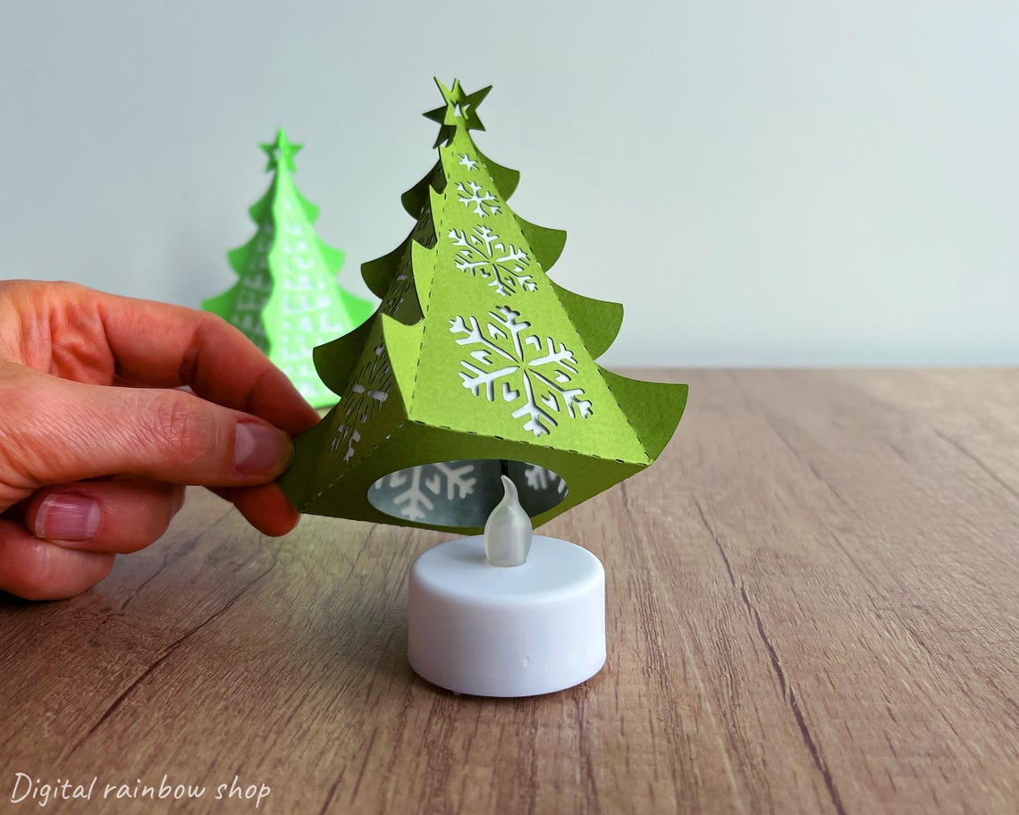 Christmas Tree Lantern Svg Template Bundle, Paper 3d Christmas Tree Svg ...