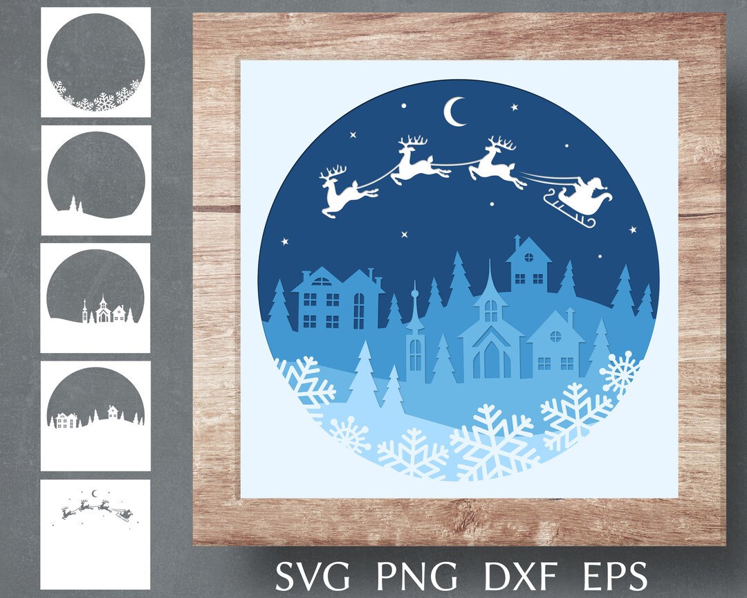Christmas Shadow Box Svg Cut File for Cricut, 3d Papercut Svg Template