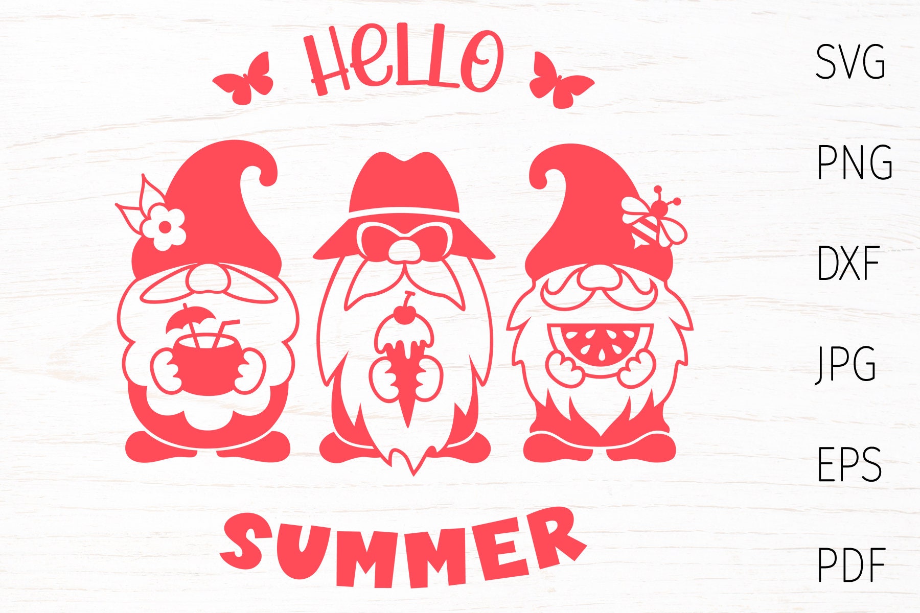 Summer Gnomes Svg, Hello Summer Svg Cut File for Cricut, Gnome With ...