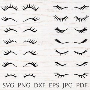 Wimpern Bundle, Schönheit Frau geschlossene Augen Schnittdatei für Cricut, Tier Baby svg, png, jpeg, dxf, pdf Vorlage, Wimpern Silhouette.