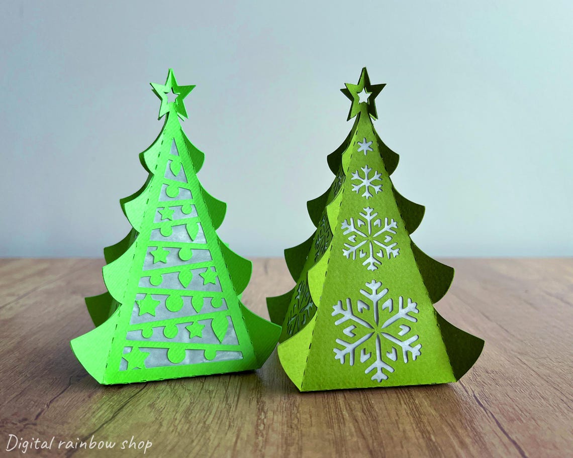 Christmas Tree Lantern Svg Template Bundle, Paper 3d Christmas Tree Svg ...