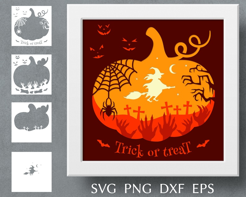 Halloween Shadow Box Svg Cut File for Cricut, Layered Papercut Svg