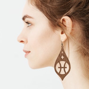 Zodiac Earring SVG-bestand voor cricut, Feather Leather Earring bundel, laser gesneden sjabloon, astrologie oorbellen SVG, DIY sieraden SVG, DXF, PNG afbeelding 4