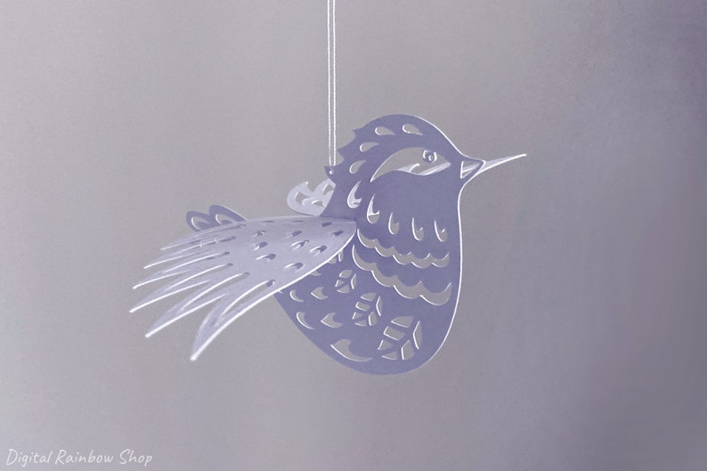 Layered 3d birds svg bundle, paper bird template, DIY decor svg cut file for cricut, bird stencil fot spring ornament. image 3