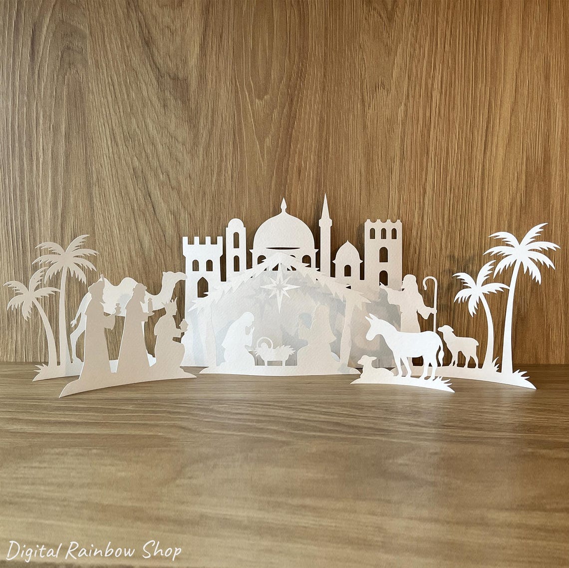 3d Nativity Scene Svg Template, Paper Сhristmas Scene With Newborn ...