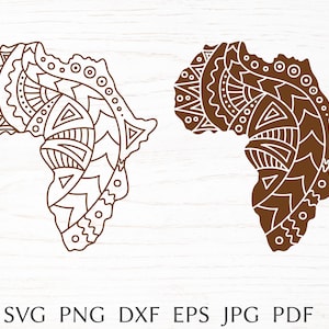 Afrika Karte Afrika Landkarte, schwarze Geschichte SVG Schneidedatei für Cricut, Reise svg, Afrikanischer Kontinent Zentangle, Mandala svg design, png, dxf, svg für Shirt.