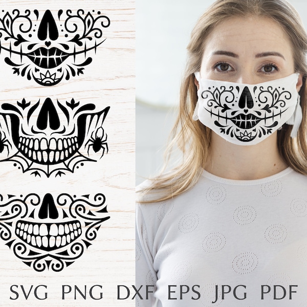 Sugar Skull Face Mask - Etsy