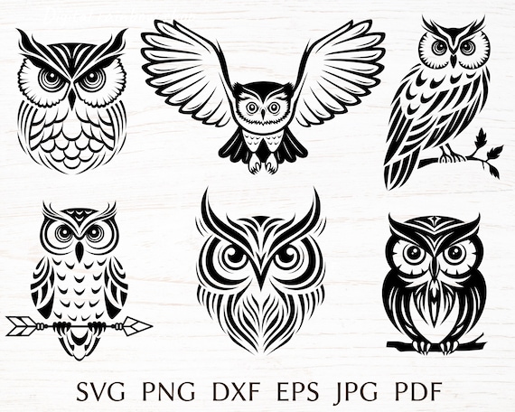 Owl svg bundle, owl silhouette design, head owl png clipart.