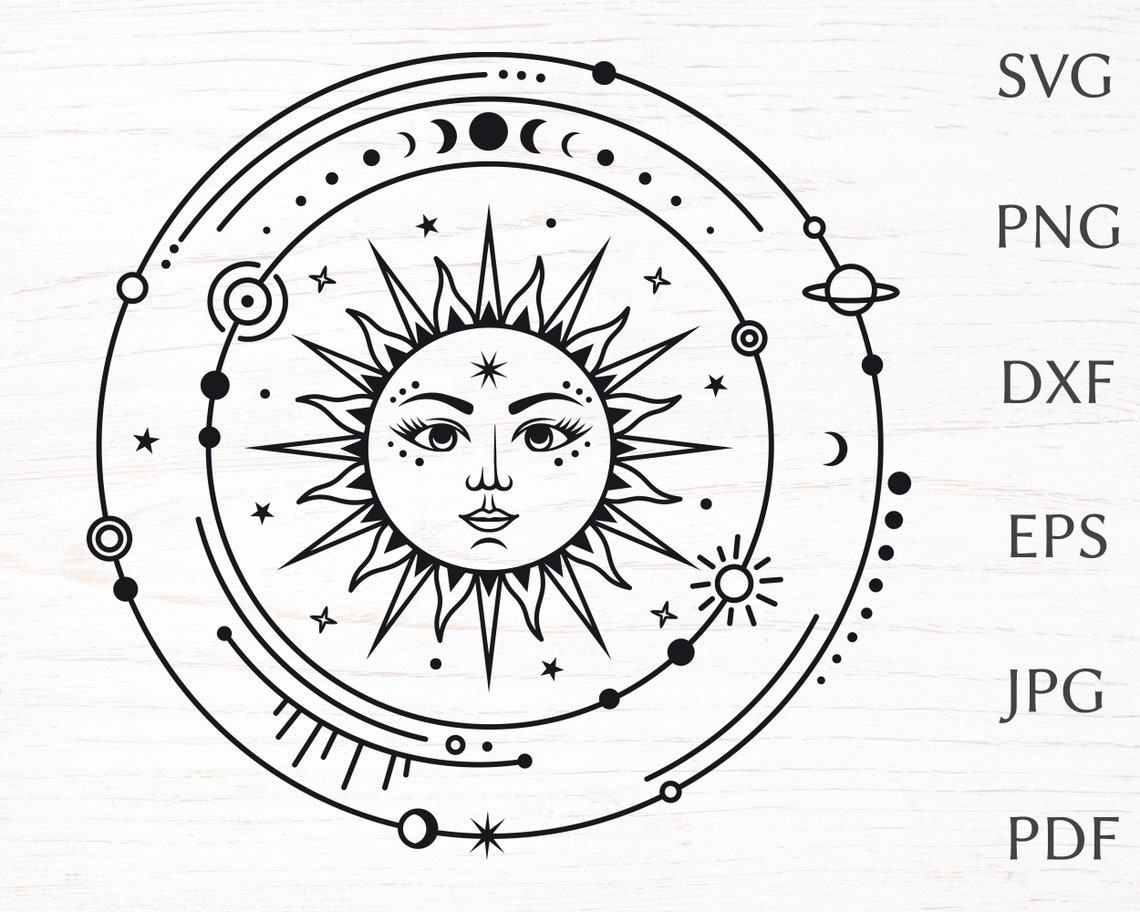 Mystical Sun Svg Celestial Svg Cut File for Cricut Solar - Etsy