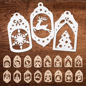 Paquete de etiquetas SVG de Navidad, plantilla de etiqueta de regalo de Navidad, diseños de corte de papel de Navidad, archivo de corte SVG de etiquetas de Navidad para Cricut.