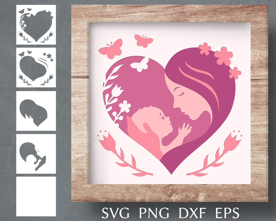 Mothers Day Shadow Box Svg Cut File for Cricut, Layered Shadow Box With ...