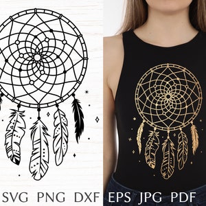 Łapacz snów z piórami - plik SVG do cięcia dla Cricut, projekt SVG z motywem plemienia Indian, motyw Indianina na koszulkę, boho SVG, png, dxf, eps.