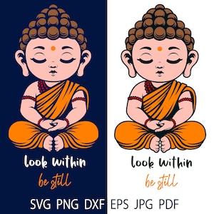 Boeddha-svg, kleine babyboeddha met inspirerend citaat, zen-print voor t-shirt, jongen monnik png-clipart.