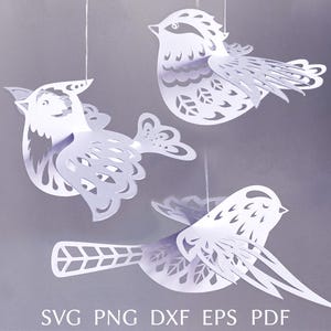 Bundle svg 3D oiseaux en couches, modèle oiseau en papier, fichier coupé svg décoration bricolage pour cricut, pochoir oiseau pour ornement de printemps.