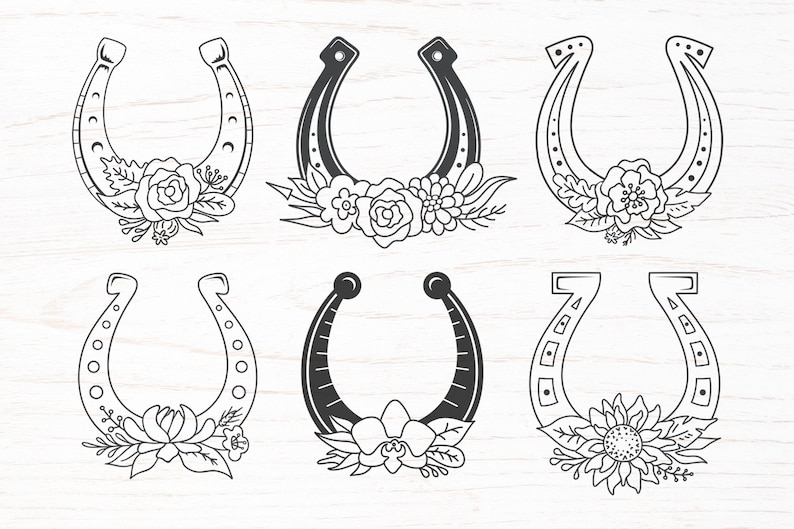 dxf Horseshoe Svg bundle lucky svg designs for st patricks day with flowers png Horseshoe floral monogram frame svg cut files for cricut