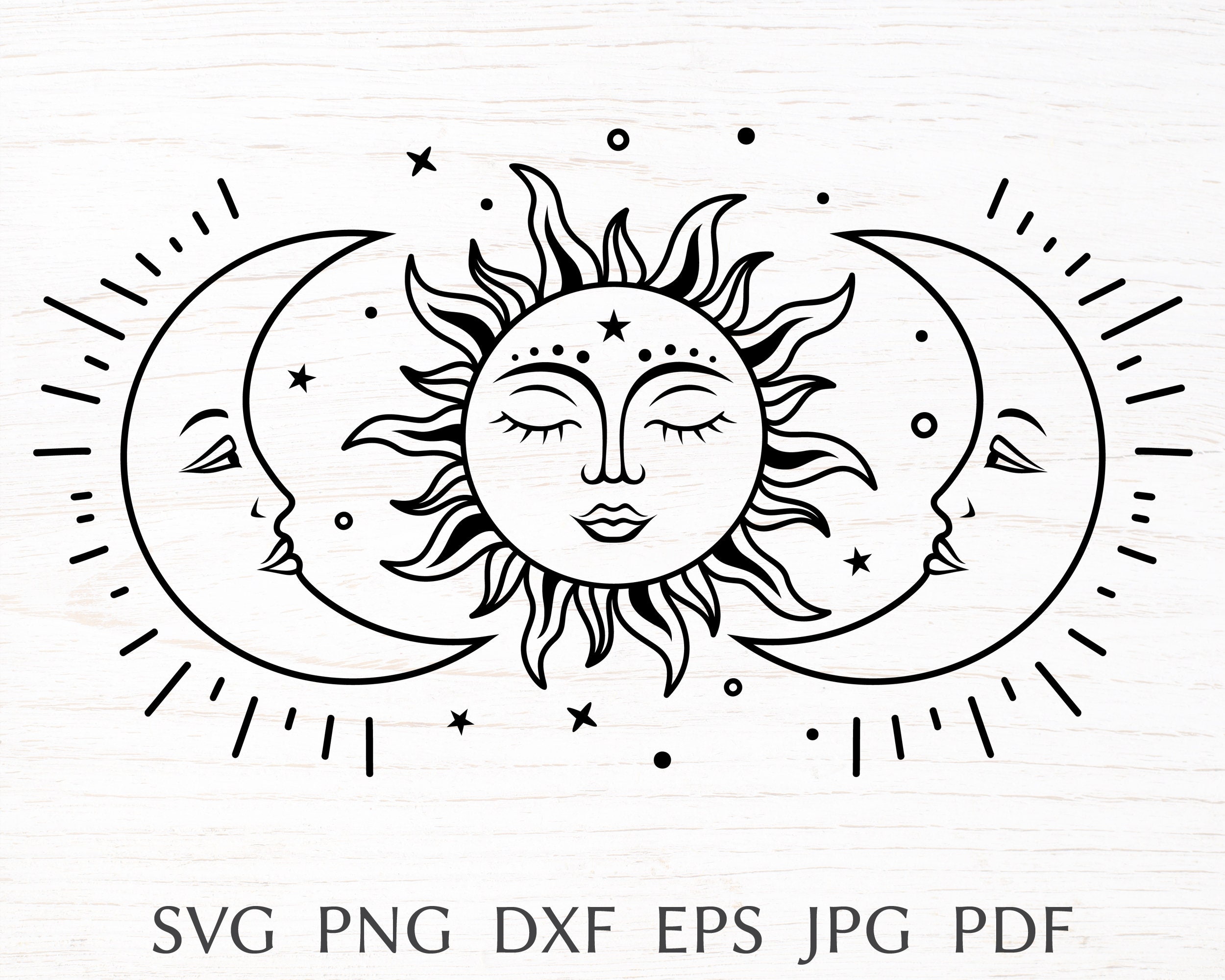 Sun Moon Face Tattoo PNG Transparent SVG Vector