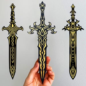 Schwert Lesezeichen für Buchliebhaber, Fantasy-Lesezeichen für Buchliebhaber, digitales Lesezeichen für Cricut Projekte, DIY Handwerk Lesezeichen mit Ebenen.