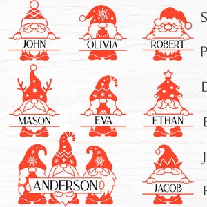 Weihnachten Zwerg Monogramm Bundle, Familie Weihnachten Name svg cut Datei für Cricut, geteiltes Monogramm mit Zwergen, lustige Weihnachten png Clipart.