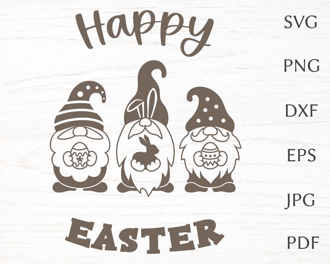 Easter gnomes svg with quote: Happy Easter gnomes holding | Etsy