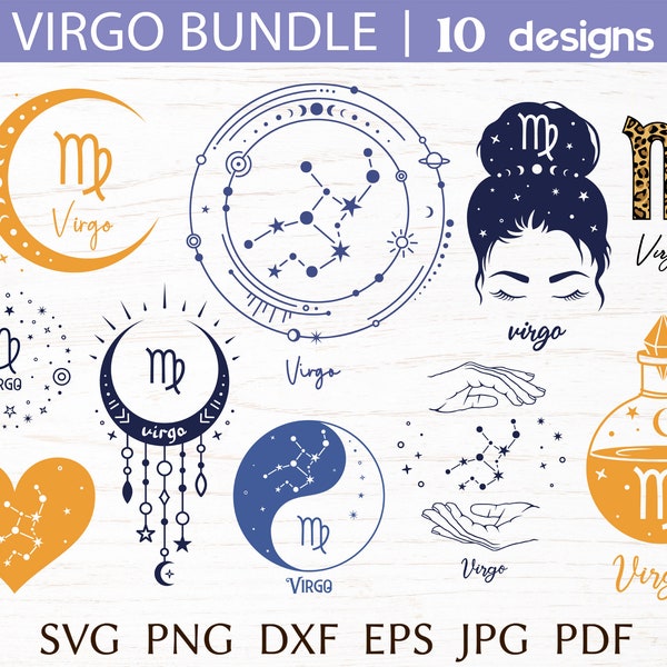 Virgo SVG Bundle, zodiac sign svg cut file for cricut, zodiac constellation svg, astrology design for shirt, virgo print, png clipart