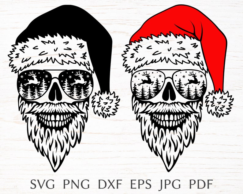 Download Santa skull svg cut file for cricut print for christmas ...