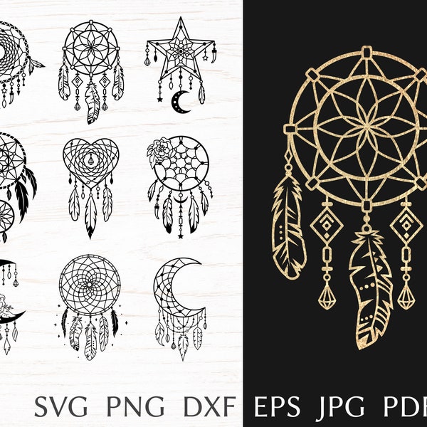 Dream catcher svg bundle, boho svg design, native american svg cut file for cricut, tribal print for shirt, ethnic indian png clipart