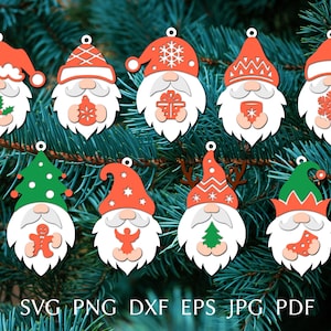 Christmas Gnome Ornament Svg, 3D-gelaagde svg-sjabloon, Christmas Gnome svg bundel, Lasergesneden Gnome SVG, Glowforge Svg-ontwerpen