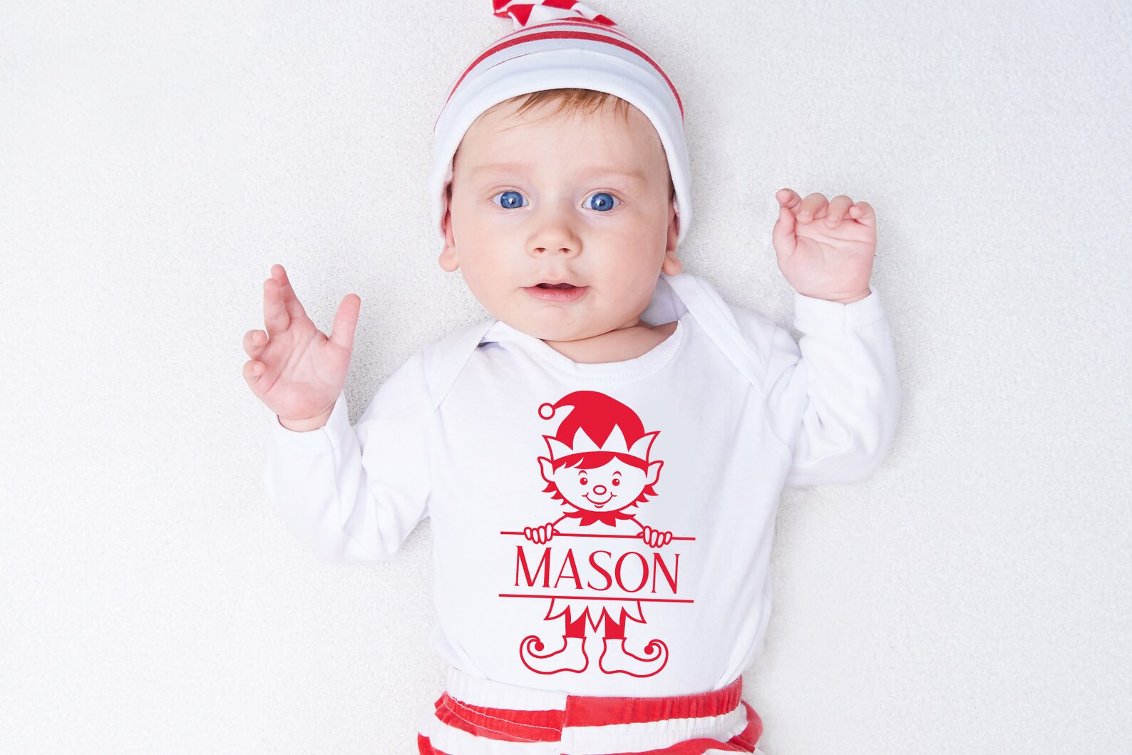 Christmas Elf Split Monogram Svg, Baby Christmas Name Svg Cut File for ...