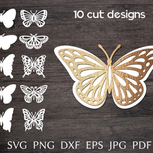Pacote svg de borboleta 3D em camadas, modelo de borboleta de papel, silhueta de arquivo de corte svg de borboleta para cricut, estêncil de borboleta para papercut