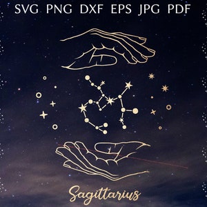 Pacchetto svg costellazione zodiacale, file di taglio segno zodiacale per cricut, design astrologico per maglietta, svg celeste, oroscopo, clip art zodiacale png