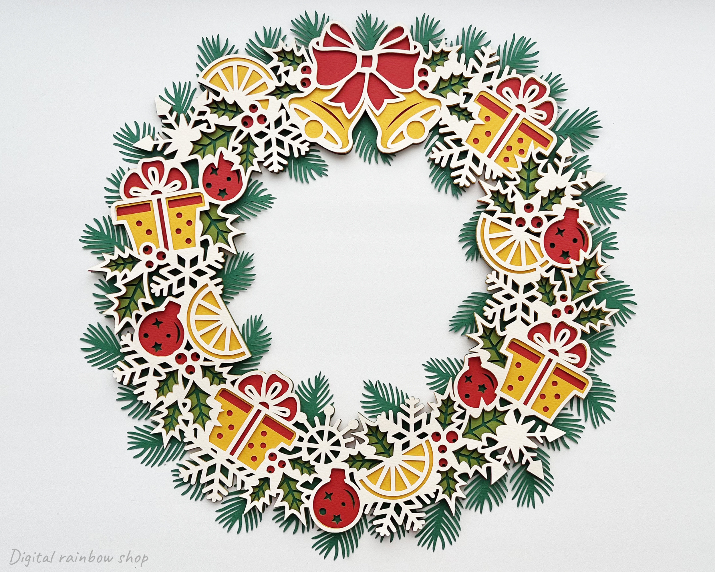 Christmas Wreath Svg Cut File for Cricut, 3D Layered Paper Wreath ...