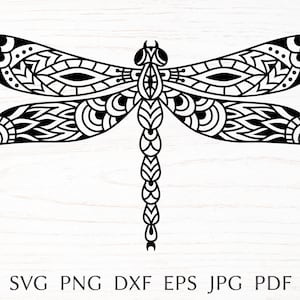 Libellula svg, file di taglio mandala libellula svg per cricut, stampa libellula per maglietta, insetto zentangle, libellula png clipart, silhouette svg