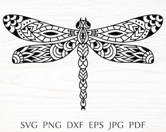 Dragonfly svg, dragonfly mandala svg cut file for cricut, dragonfly print for shirt, insect zentangle, dragonfly png clipart, silhouette svg