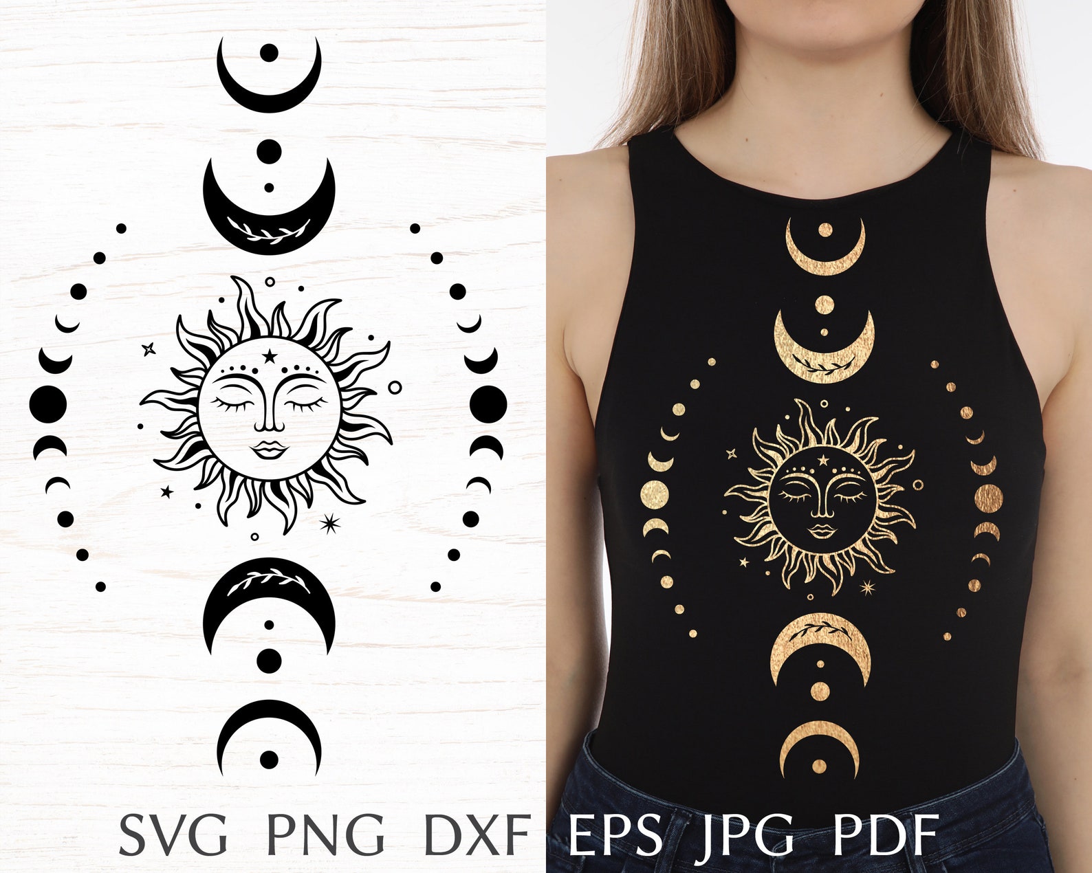 Sun And Moon Svg Moon Svg Sun Svg Celestial Svg Crella | Images and ...