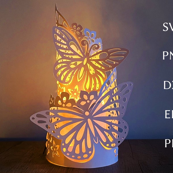 3d butterfly lantern svg template,  layered summer papercut, paper lantern svg cut file for cricut, tealight design, wedding paper lantern.