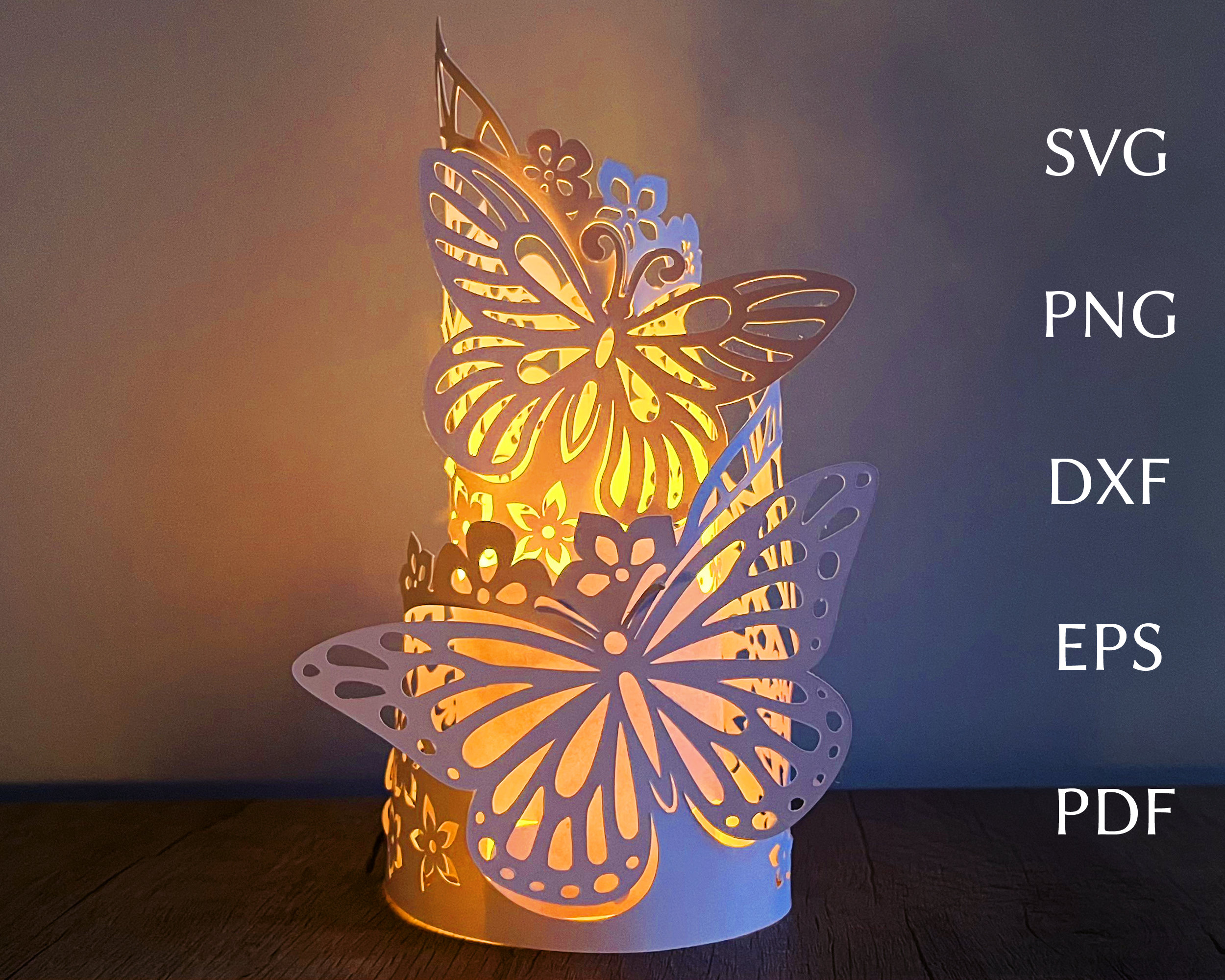 3d butterfly lantern svg template,  layered summer papercut, paper lantern svg cut file for cricut, tealight design, wedding paper lantern.