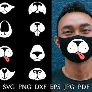 Dieren gezichtsmasker voor kinderen svg bundel, grappig masker ontwerp svg gesneden bestanden voor de cricut, kinderen medisch gezichtsmasker sjabloon svg, png, eps, dxf.