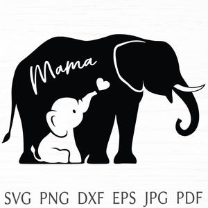 Mama und Baby Elefant svg schnitt Datei für Cricut, Mama svg, Muttertag oder Babyparty svg Design, Mutterschaft png, eps, dxf, Clipart, neues Baby