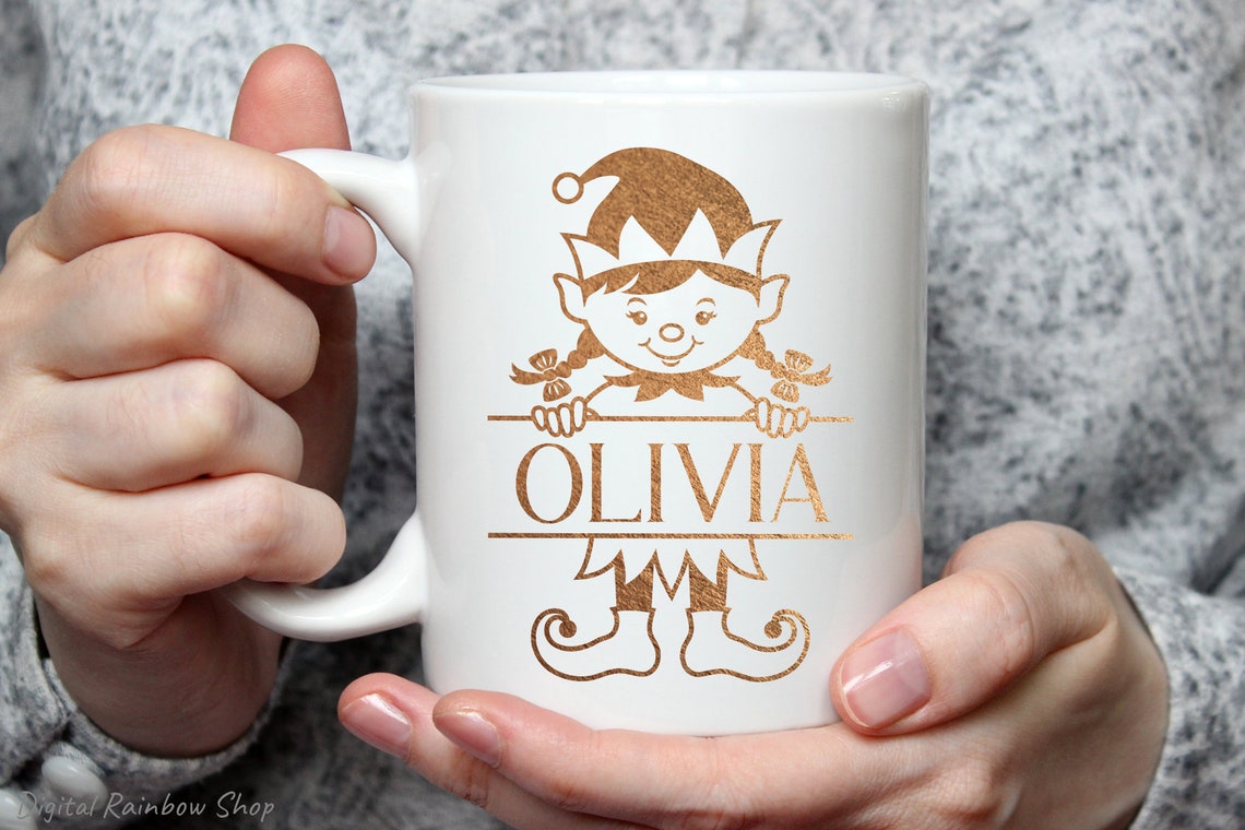 Christmas Elf Split Monogram Svg, Baby Christmas Name Svg Cut File for ...