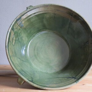 glazedfrench style bowl,handmade ceramic bottle green image 3