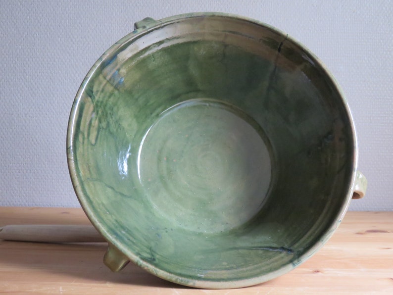 glazedfrench style bowl,handmade ceramic bottle green image 3